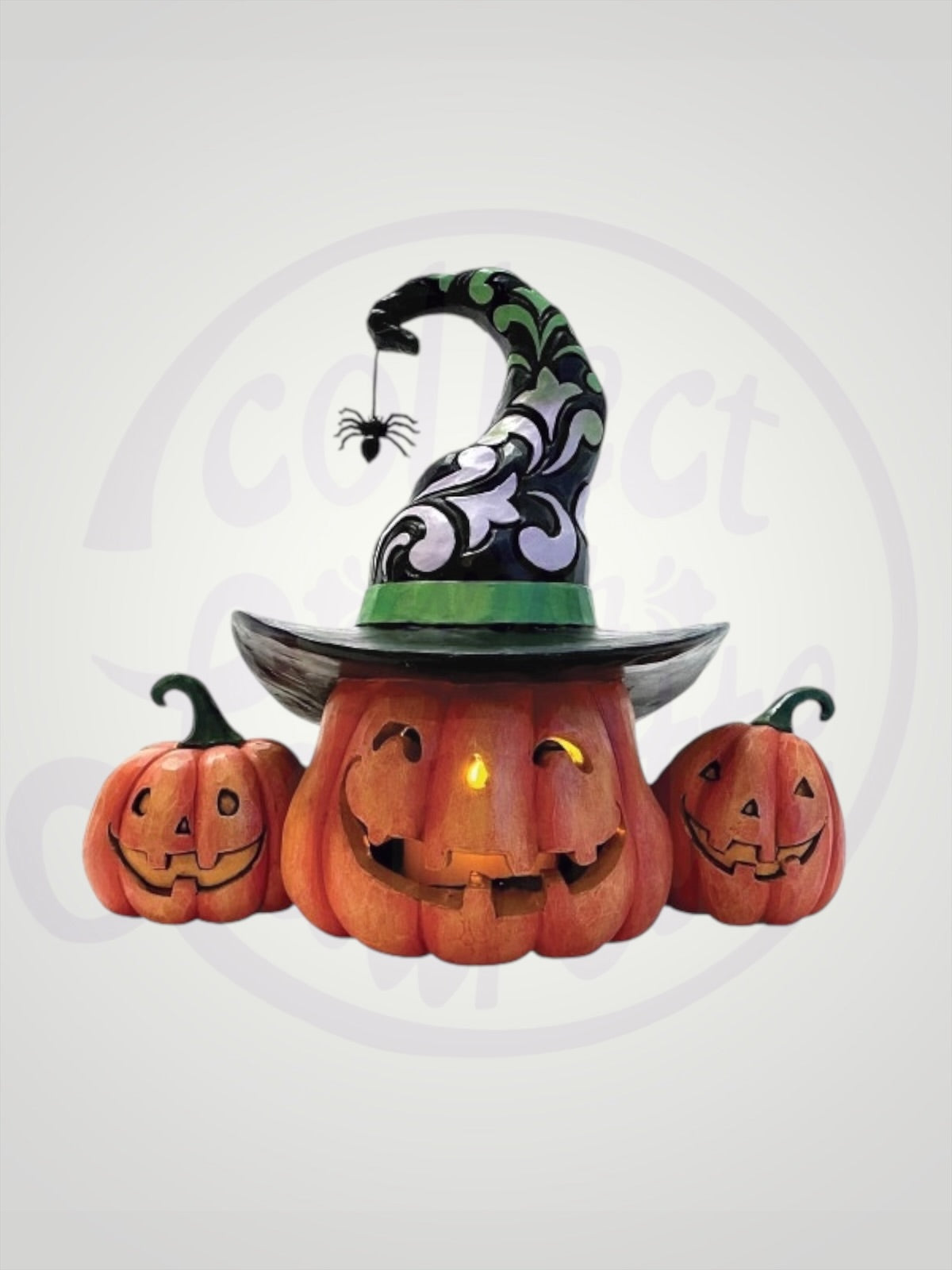 Jim Shore Heartwood Creek - Altogether Spooky Halloween Jack-o-Lanterns Witch LED Figurine